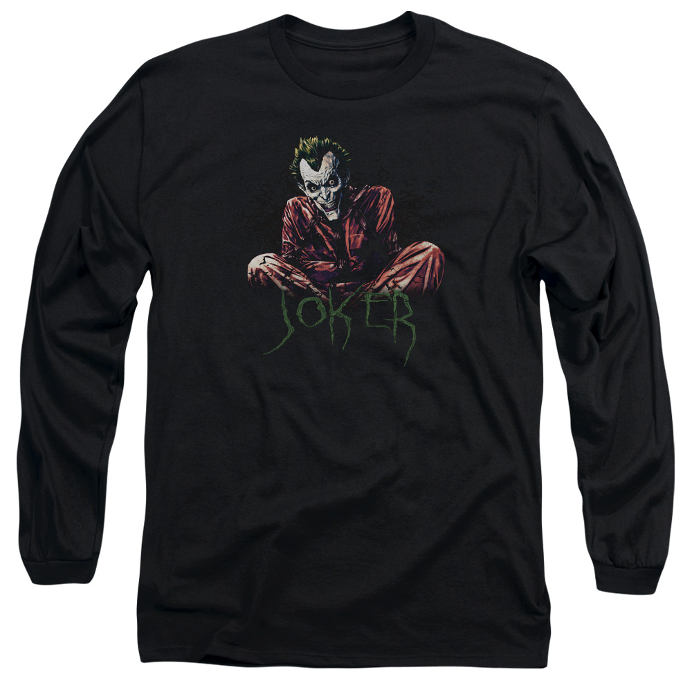 BM2585-AL-2 Batman & Straight Jacket-Long Sleeve Adult 18-1 T-Shirt, Black - Medium