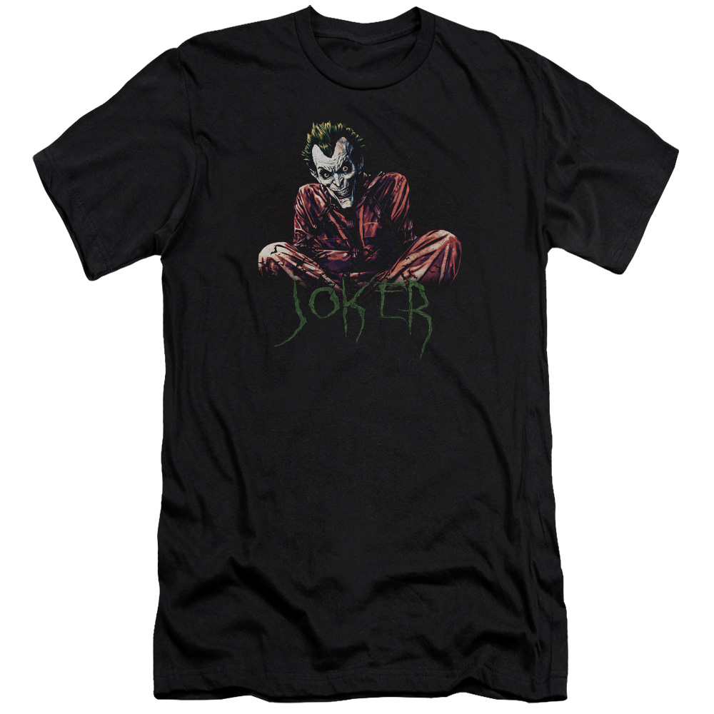 BM2585-PSF-5 Batman & Straight Jacket-Premuim Canvas Adult Slim Fit 30-1 T-Shirt, Black - 2X