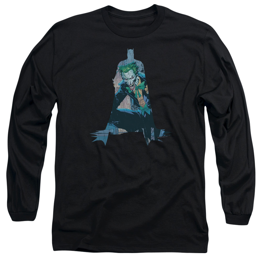 Batman & Scene Inside-Long Sleeve Adult 18-1 T-Shirt, Black - Medium