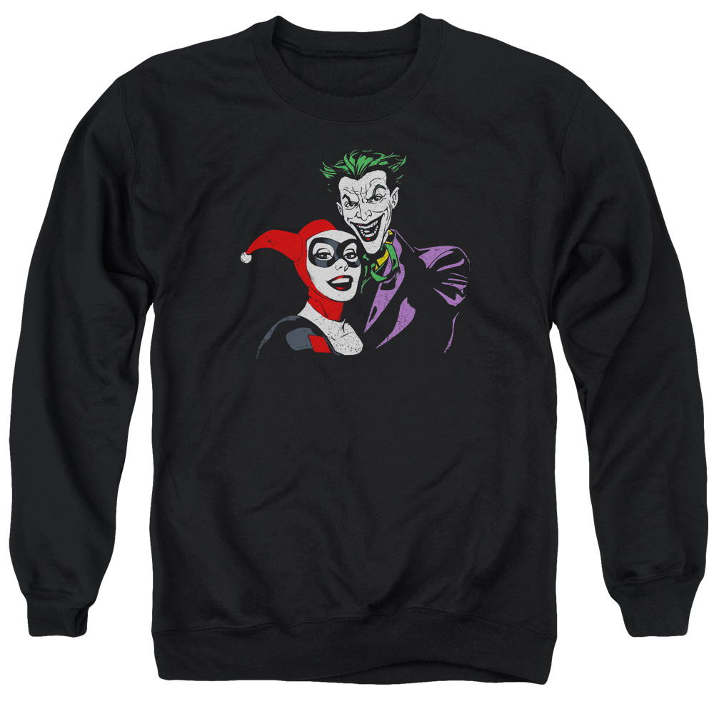 Batman Joker & Harley-Adult Crewneck Sweatshirt, Black - Medium