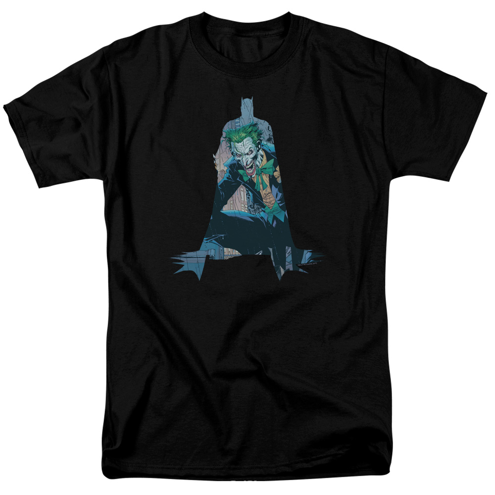 Batman & Scene Inside-Short Sleeve Adult 18-1 T-Shirt, Black - Medium