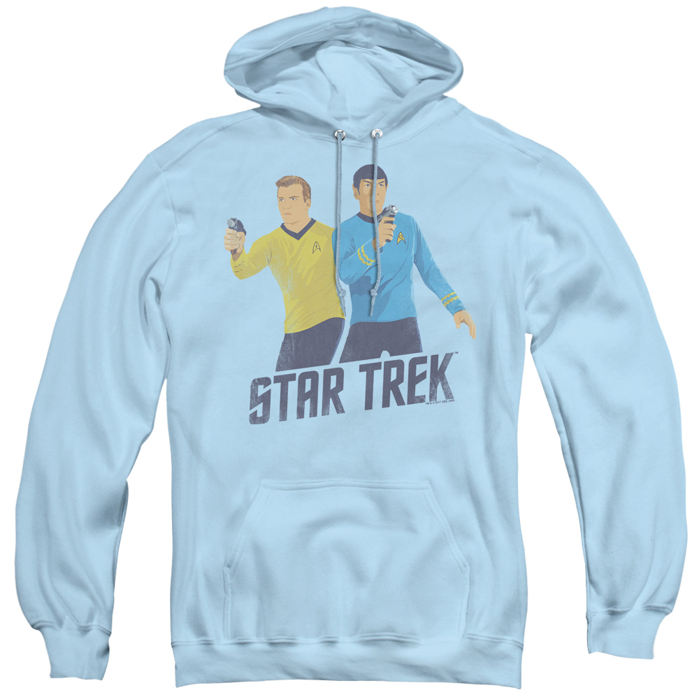 CBS1161-AFTH-1 Star Trek & Phasers Ready - Adult Pull-Over Hoodie, Light Blue - Small -  Trevco