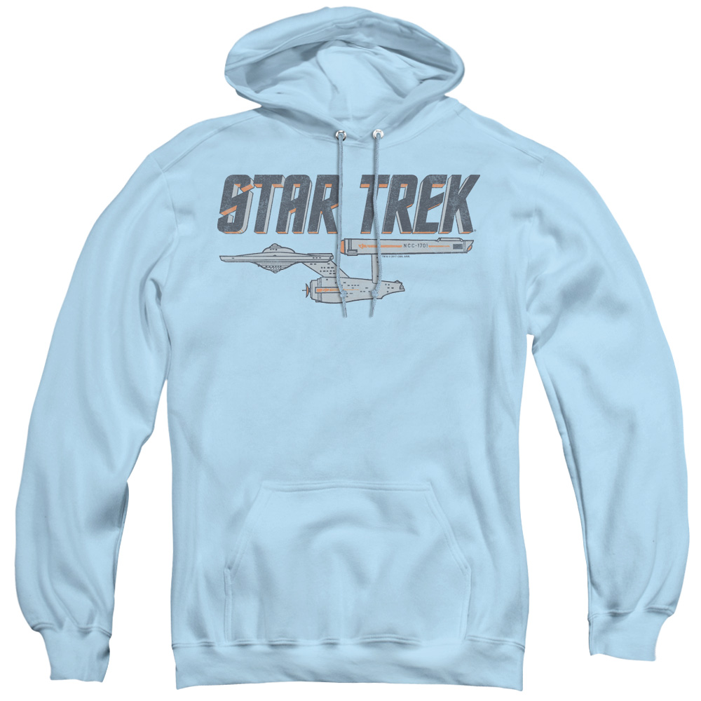 CBS1194B-AFTH-2 Star Trek & Entreprise Logo-Adult Pull-Over Hoodie, Light Blue - Medium