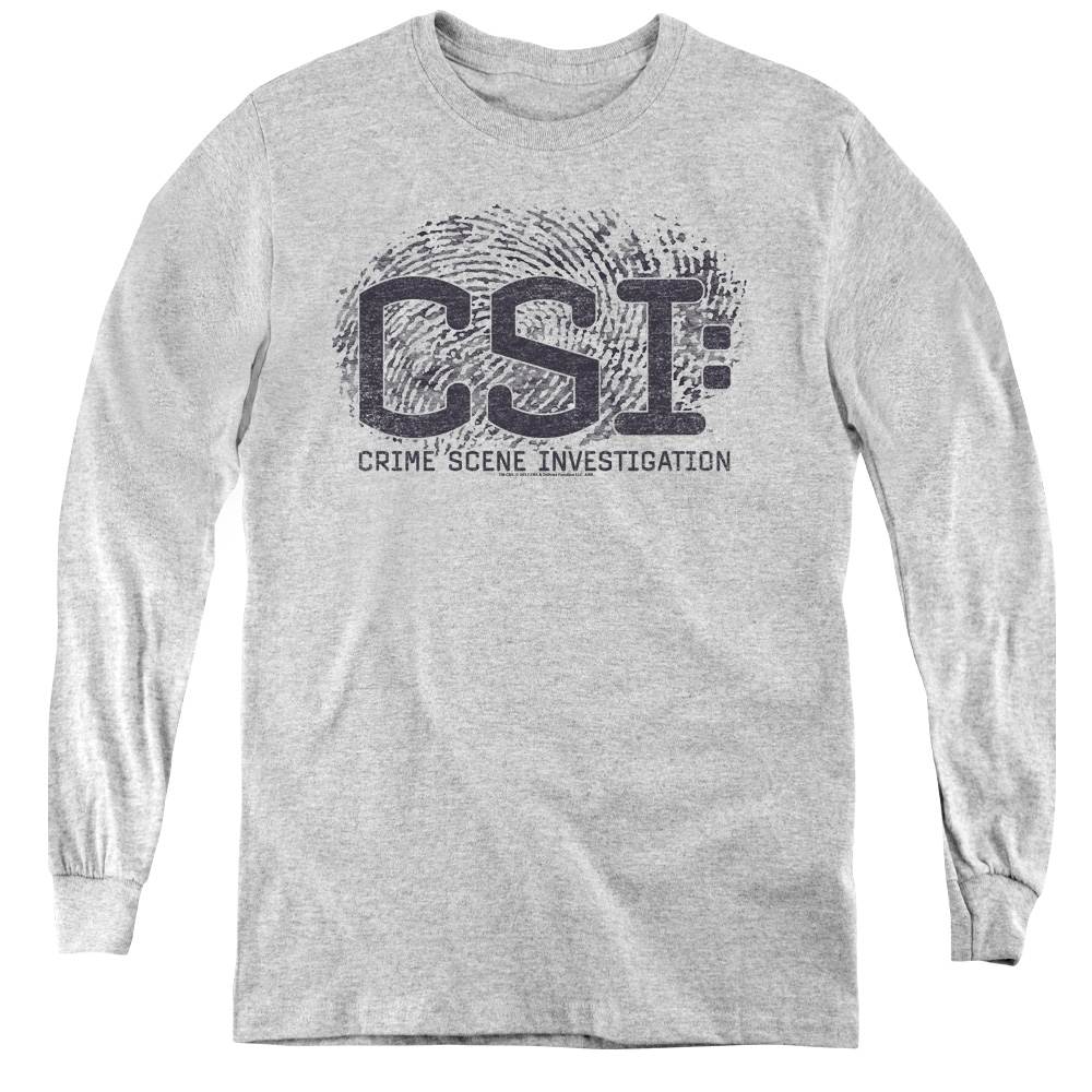 CBS1215-YL-4 CSI-Distressed Logo - Youth Long Sleeve Tee, Athletic Heather - Extra Large
