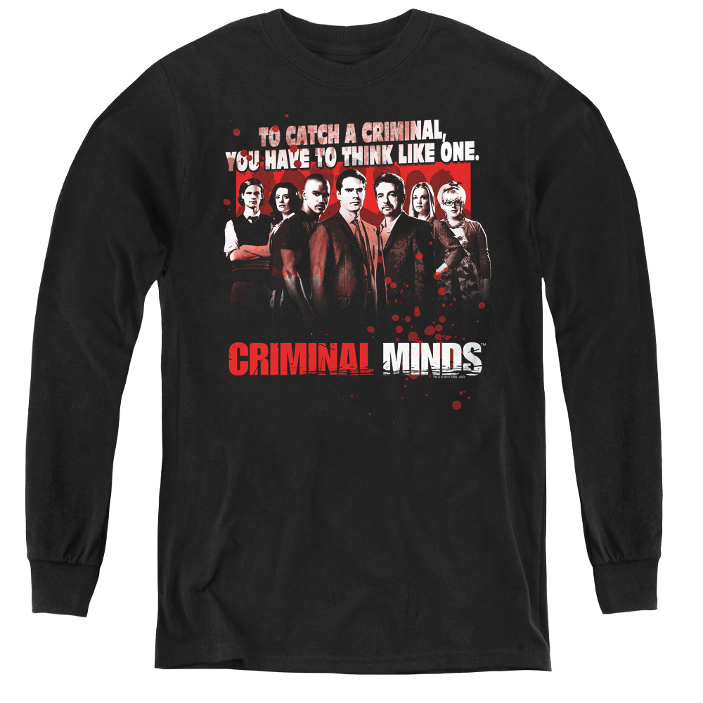 CBS1226-YL-4 Criminal Minds & Think Like One - Youth Long Sleeve Tee, Black - Extra Large