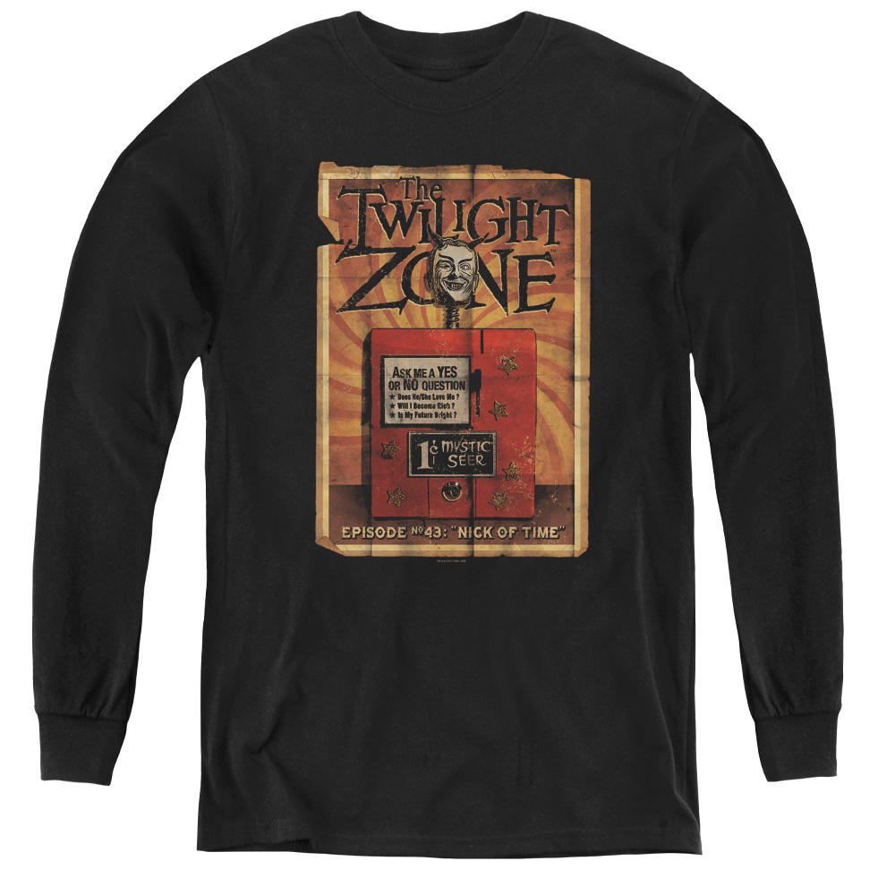 CBS1243-YL-3 Twilight Zone & Seer - Youth Long Sleeve Tee, Black - Large