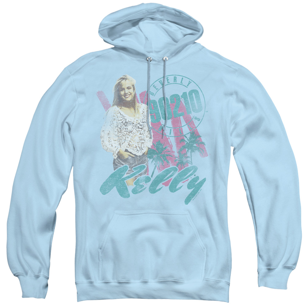 CBS1245-AFTH-2 90210 & Kelly Vintage - Adult Pull-Over Hoodie, Light Blue - Medium