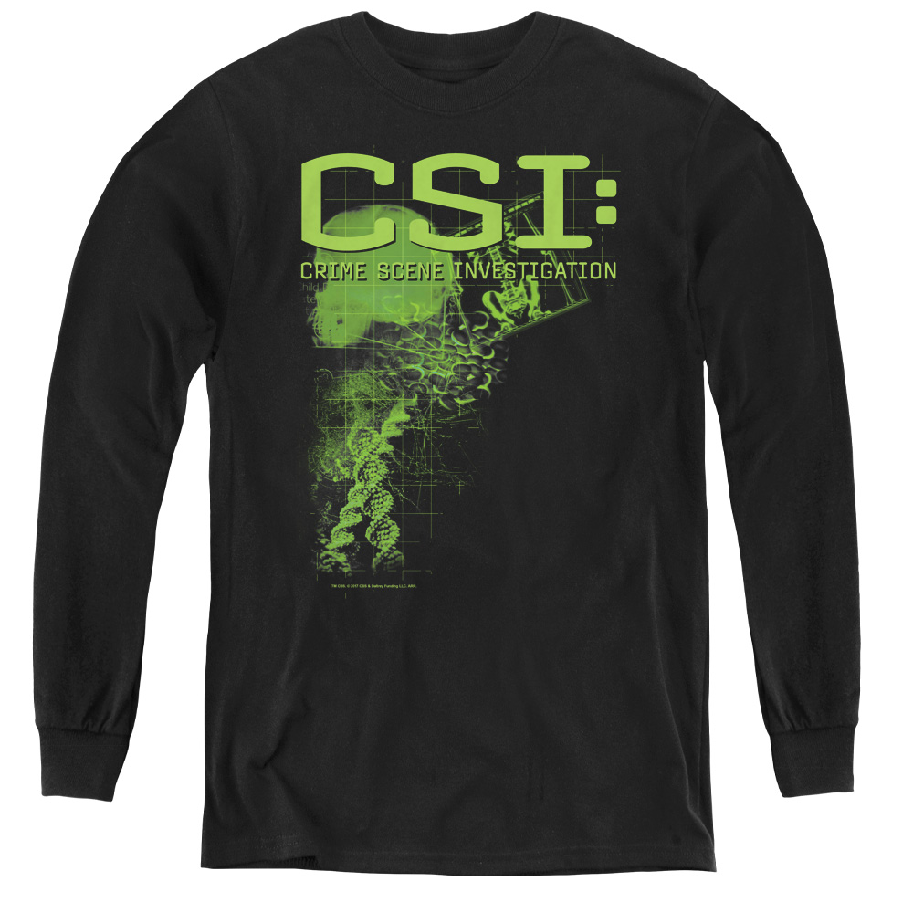 CBS124-YL-2 CSI-Evidence - Youth Long Sleeve Tee, Black - Medium