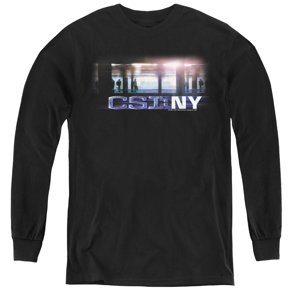 CBS128-YL-2 CSI-New York Subway - Youth Long Sleeve Tee, Black - Medium