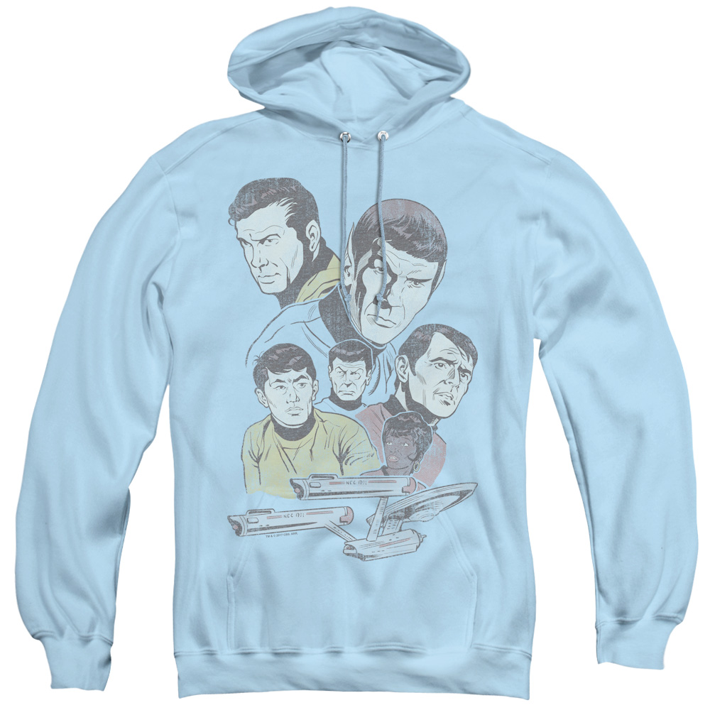 CBS1311-AFTH-4 Star Trek & Retro Crew - Adult Pull-Over Hoodie, Light Blue - Extra Large