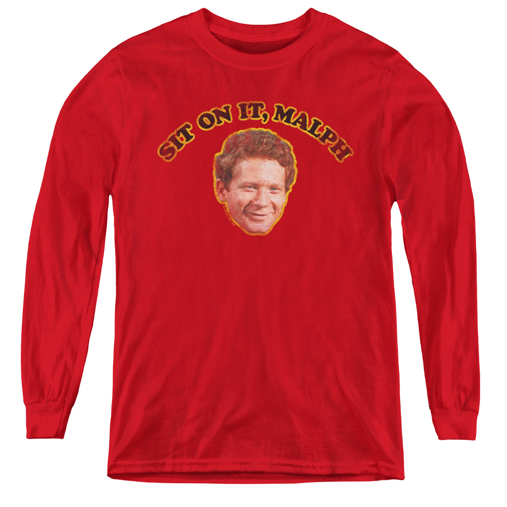 Happy Days & Sit on it Malph - Youth Long Sleeve Tee, Red - Small