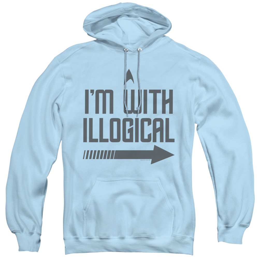 CBS1511-AFTH-2 Star Trek & with Illogical-Adult Pull-Over Hoodie, Light Blue - Medium