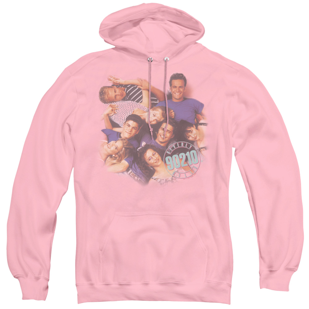 CBS155-AFTH-2 90210 & Gang in Logo - Adult Pull-Over Hoodie, Pink - Medium