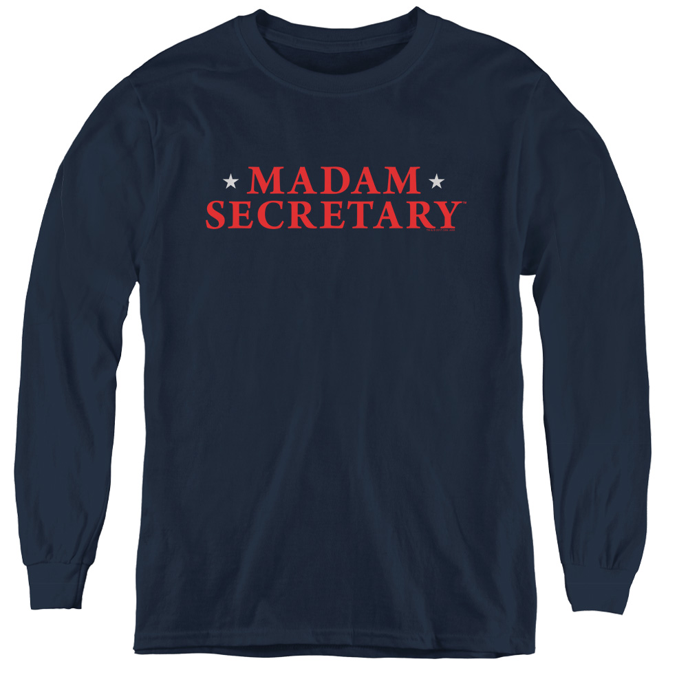 Madam Secretary & Logo-Youth Long Sleeve Tee, Navy - Medium
