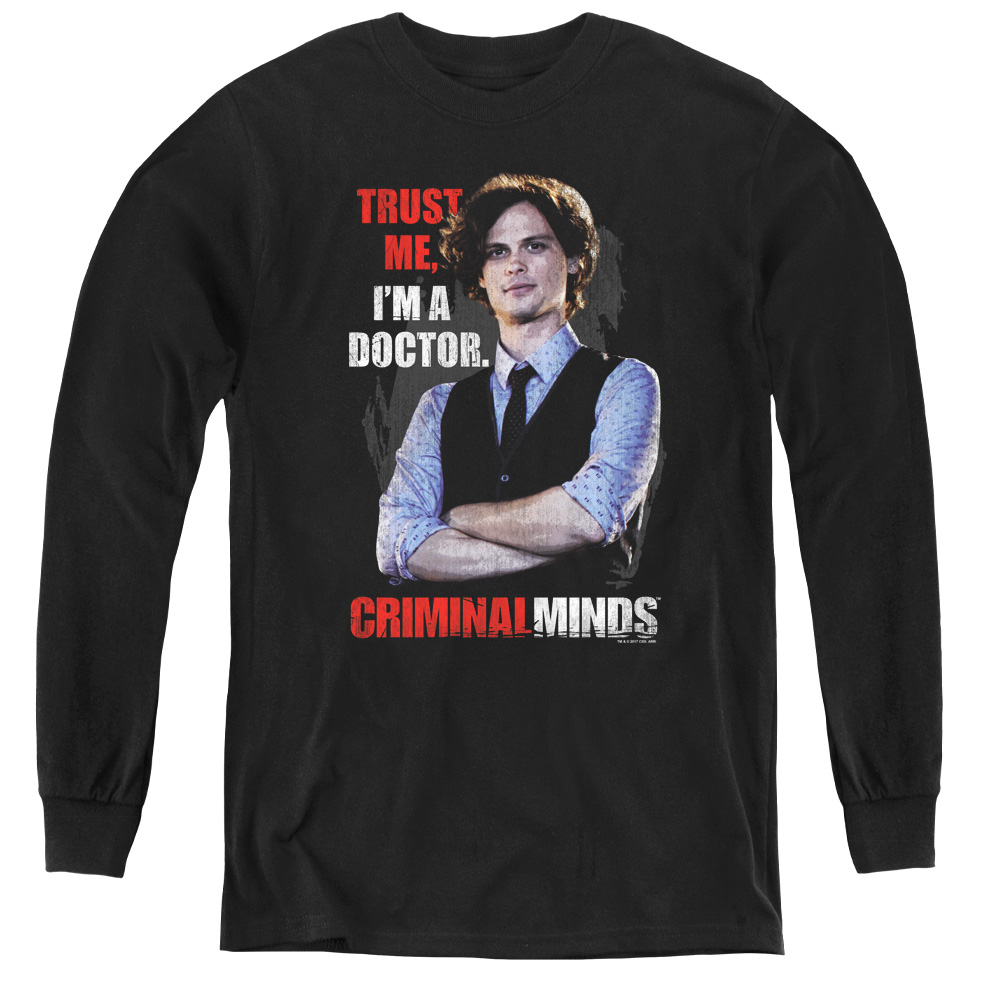 CBS1601-YL-3 Criminal Minds & Trust Me-Youth Long Sleeve Tee, Black - Large