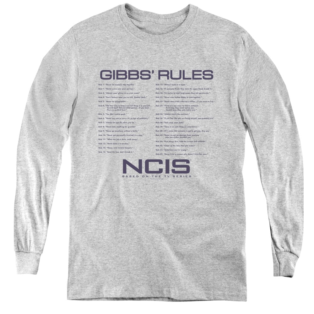 CBS1608-YL-1 Ncis & Gibbs Rules-Youth Long Sleeve Tee, Athletic Heather - Small