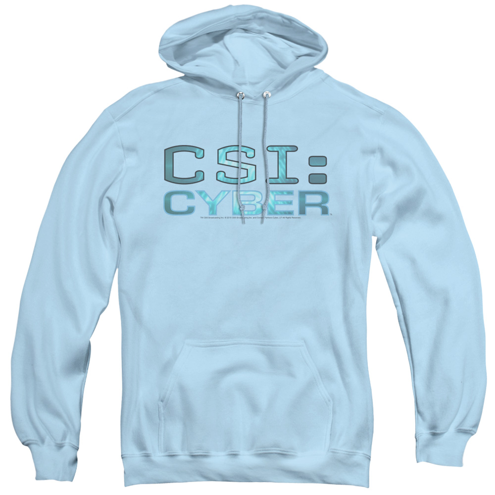 CBS1675-AFTH-4 CSI-Cyber & Cyber Logo-Adult Pull-Over Hoodie, Light Blue - Extra Large