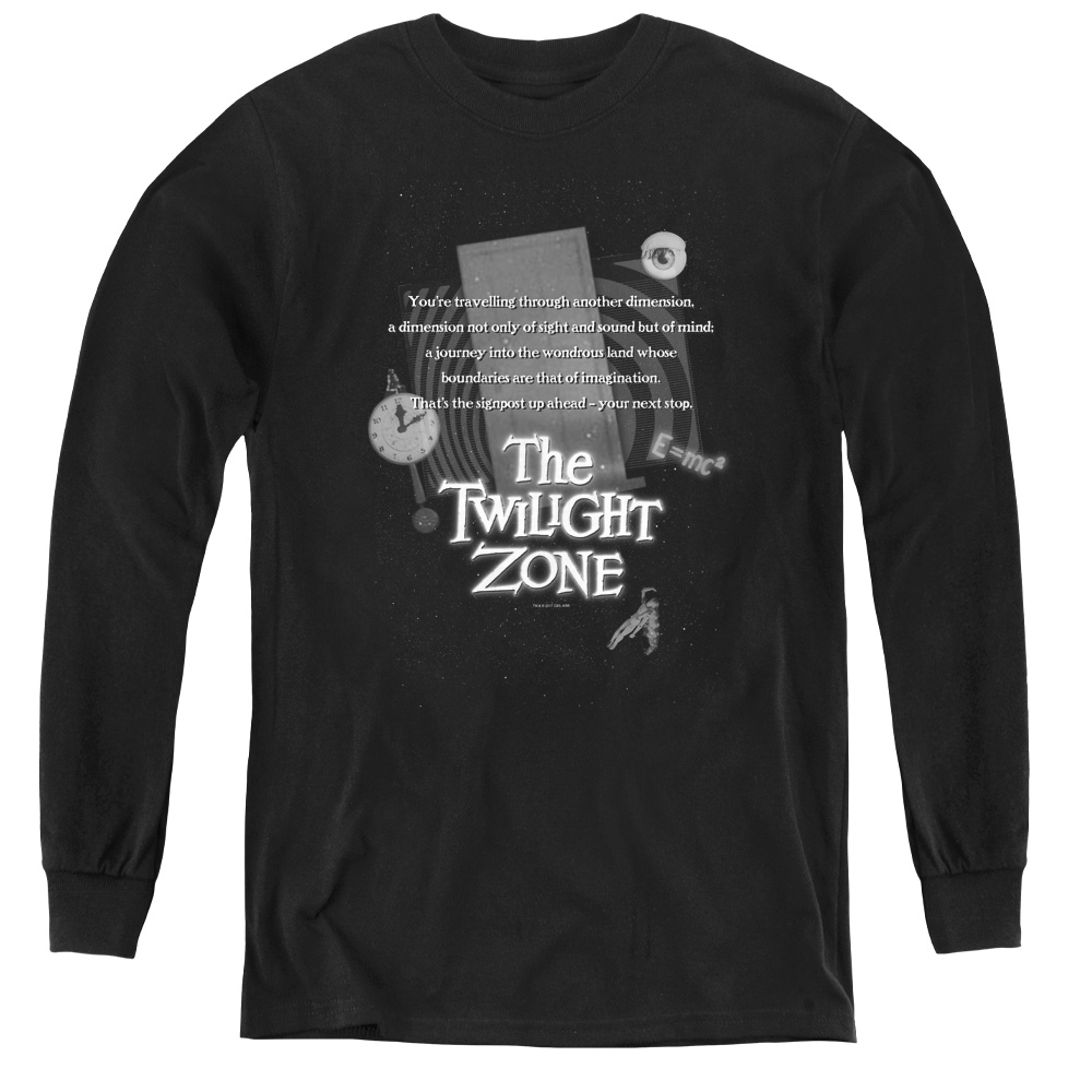 CBS185-YL-4 Twilight Zone & Monologue - Youth Long Sleeve Tee, Black - Extra Large