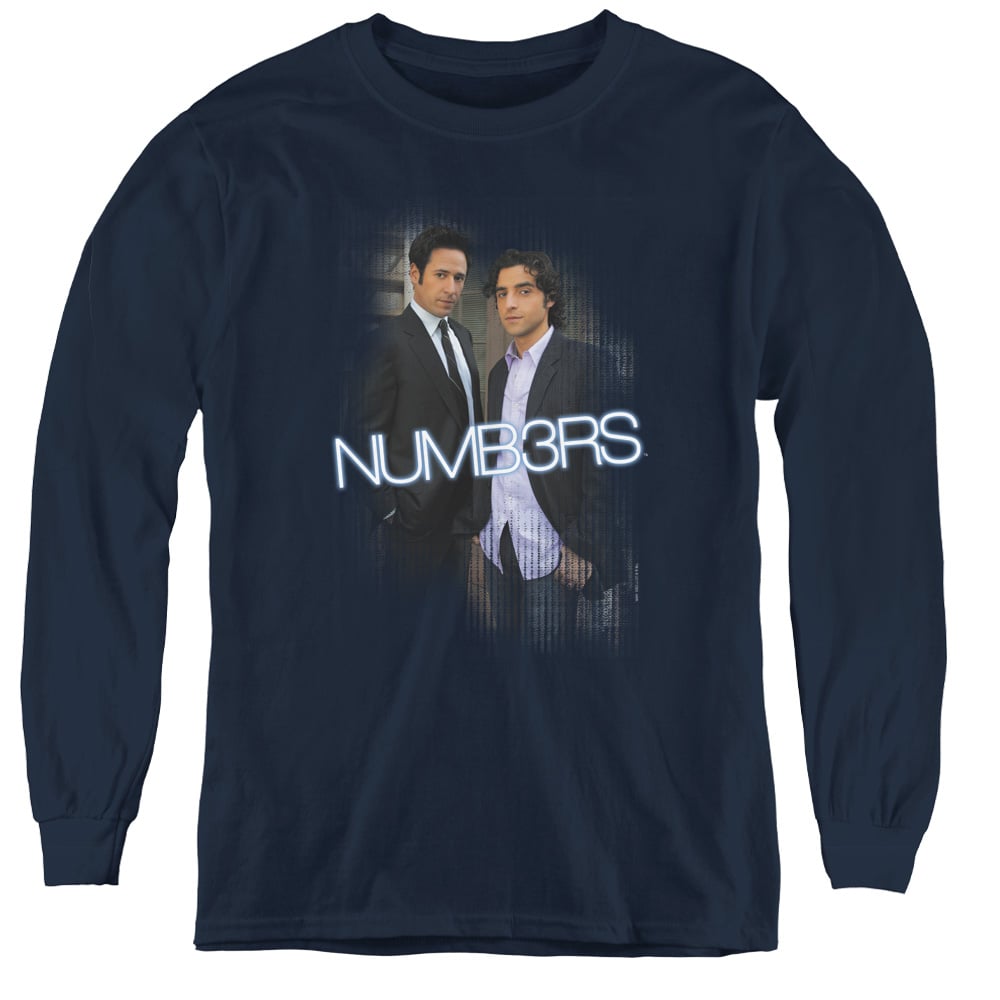 NUMB3RS Don & Charlie - Youth Long Sleeve Tee, Navy - Medium