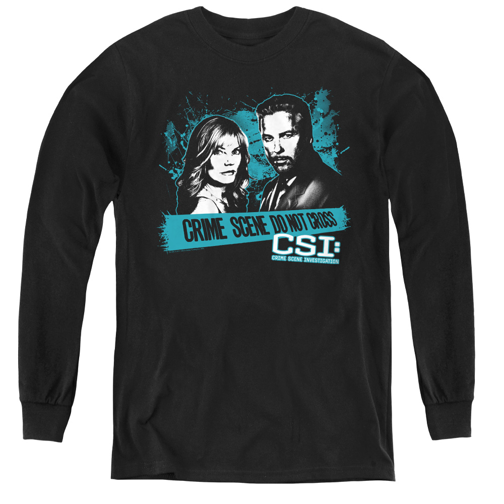 CSI & Cross The Line - Youth Long Sleeve Tee, Black - Large