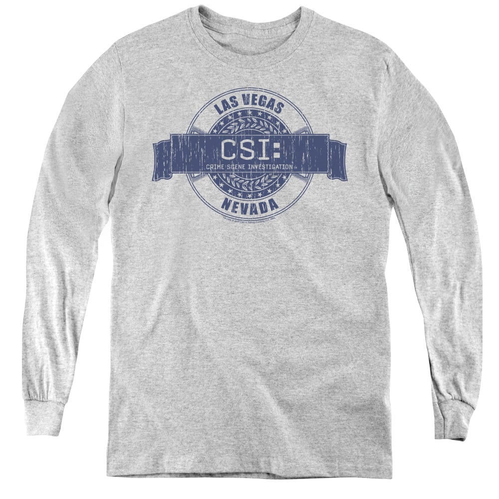 CSI & Vegas Badge - Youth Long Sleeve Tee, Athletic Heather - Medium