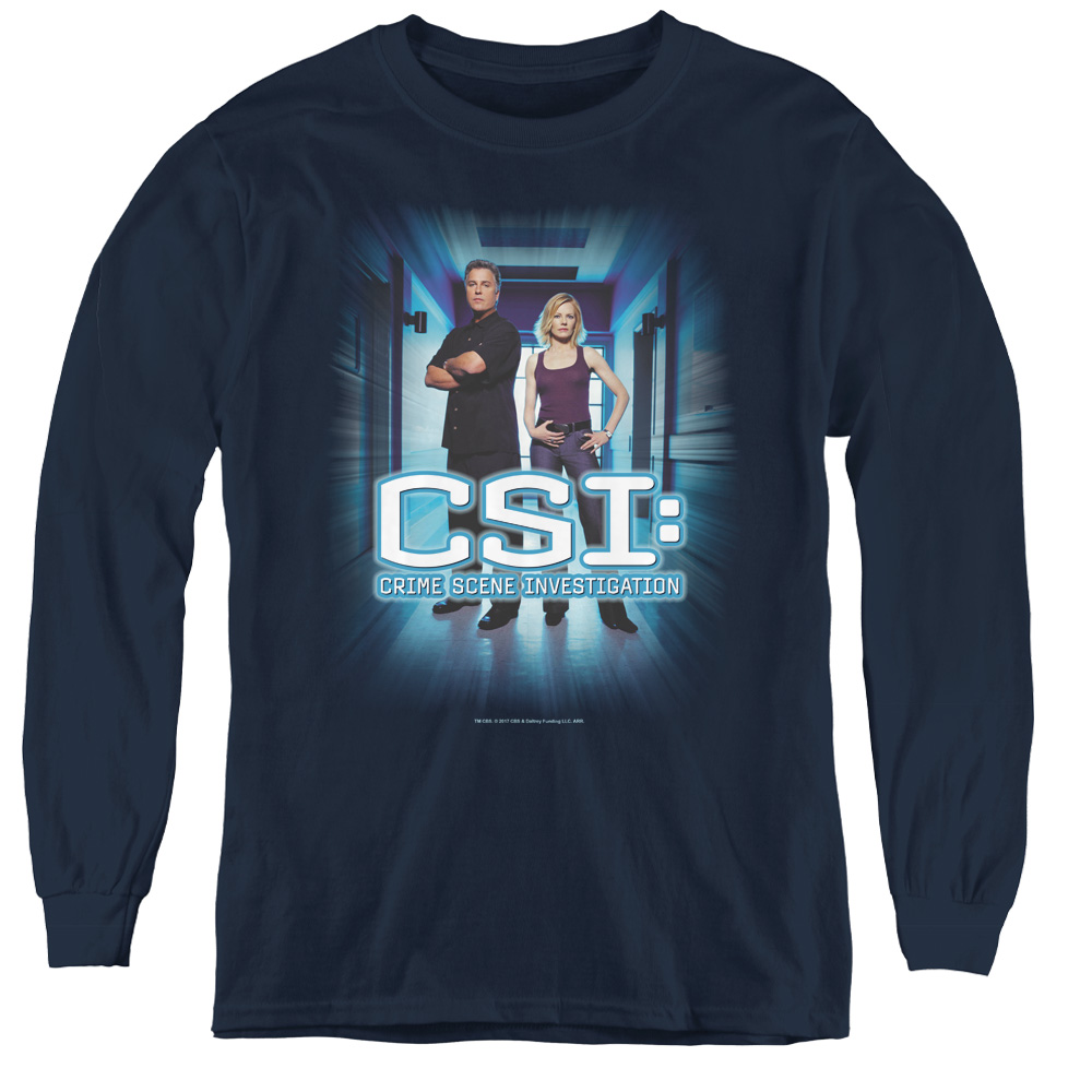CSI & Serious Business - Youth Long Sleeve Tee, Navy - Large