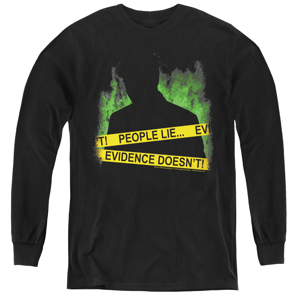 CSI & People Lie - Youth Long Sleeve Tee, Black - Medium