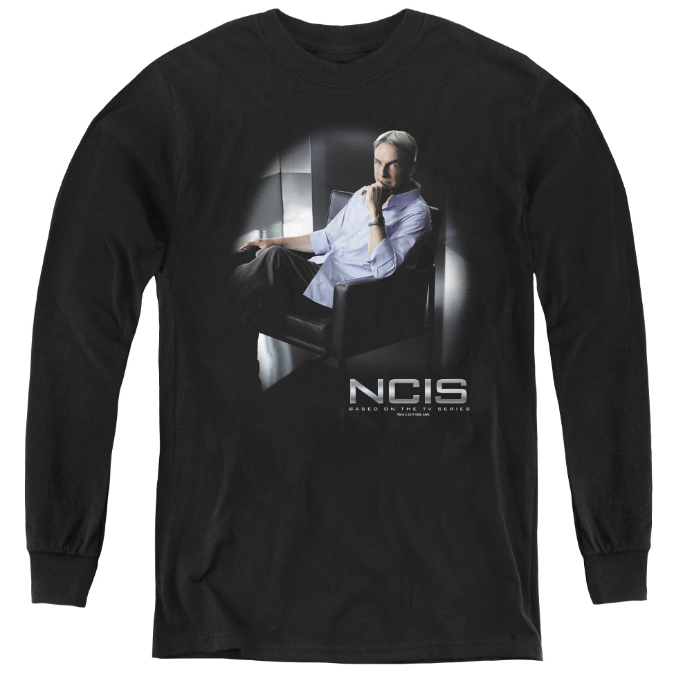 NCIS & Gibbs Ponders - Youth Long Sleeve Tee, Black - Extra Large