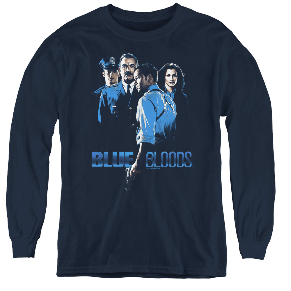Blue Bloods & Blue Inverted-Youth Long Sleeve Tee, Navy - Extra Large