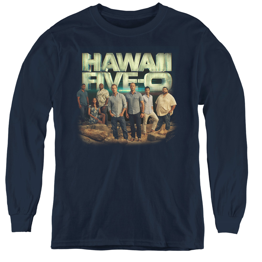 Hawaii 5-0 & Cast-Youth Long Sleeve Tee, Navy - Extra Large