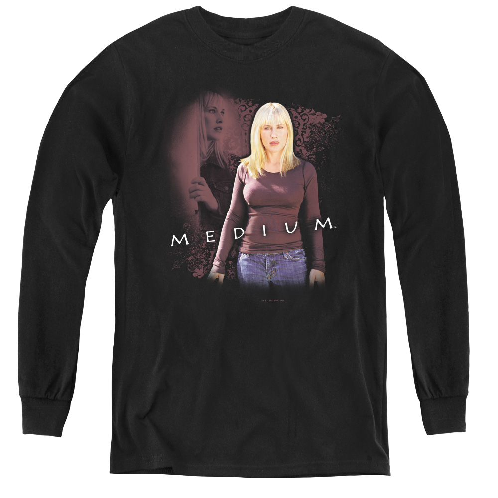 Medium & Medium - Youth Long Sleeve Tee, Black - Large