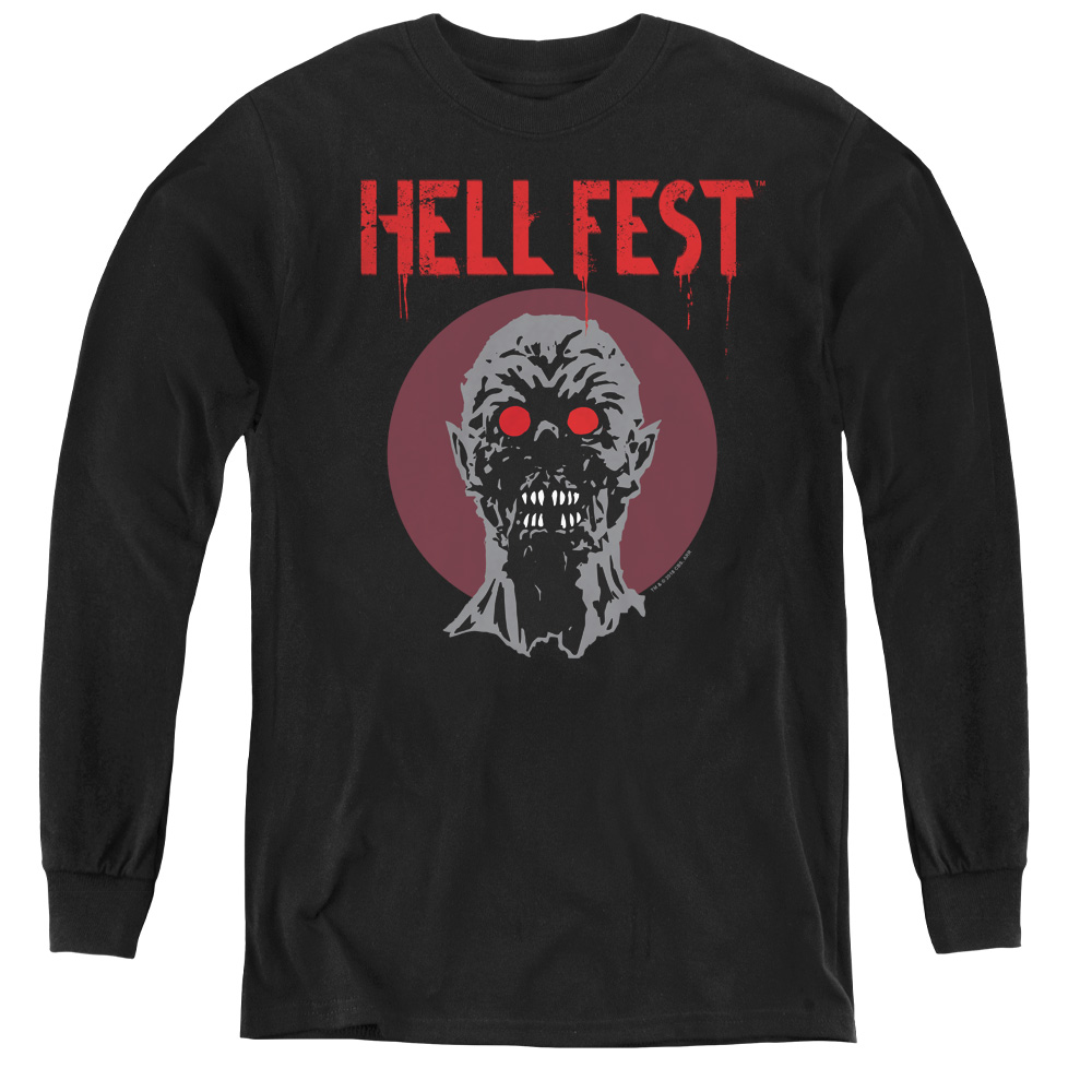 Hell Fest & Logo-Youth Long Sleeve Tee, Black - Medium