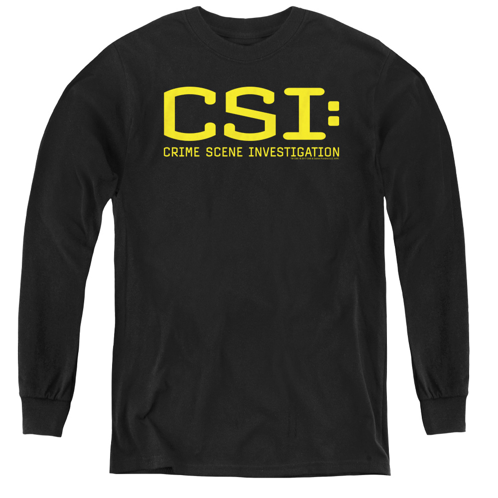 CSI & Logo - Youth Long Sleeve Tee, Black - Large