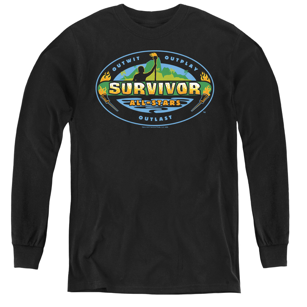 Survivor & All Stars-Youth Long Sleeve Tee, Black - Extra Large