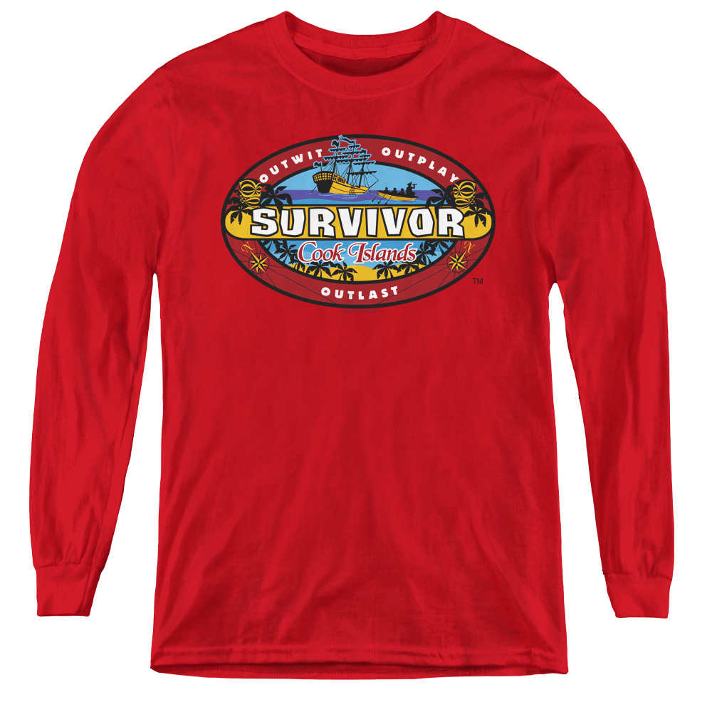 Survivor & Cook Islands - Youth Long Sleeve Tee, Red - Extra Large