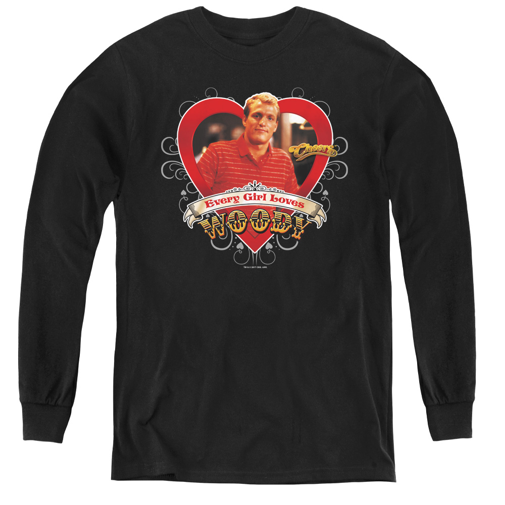 Cheers & Woody - Youth Long Sleeve Tee, Black - Medium