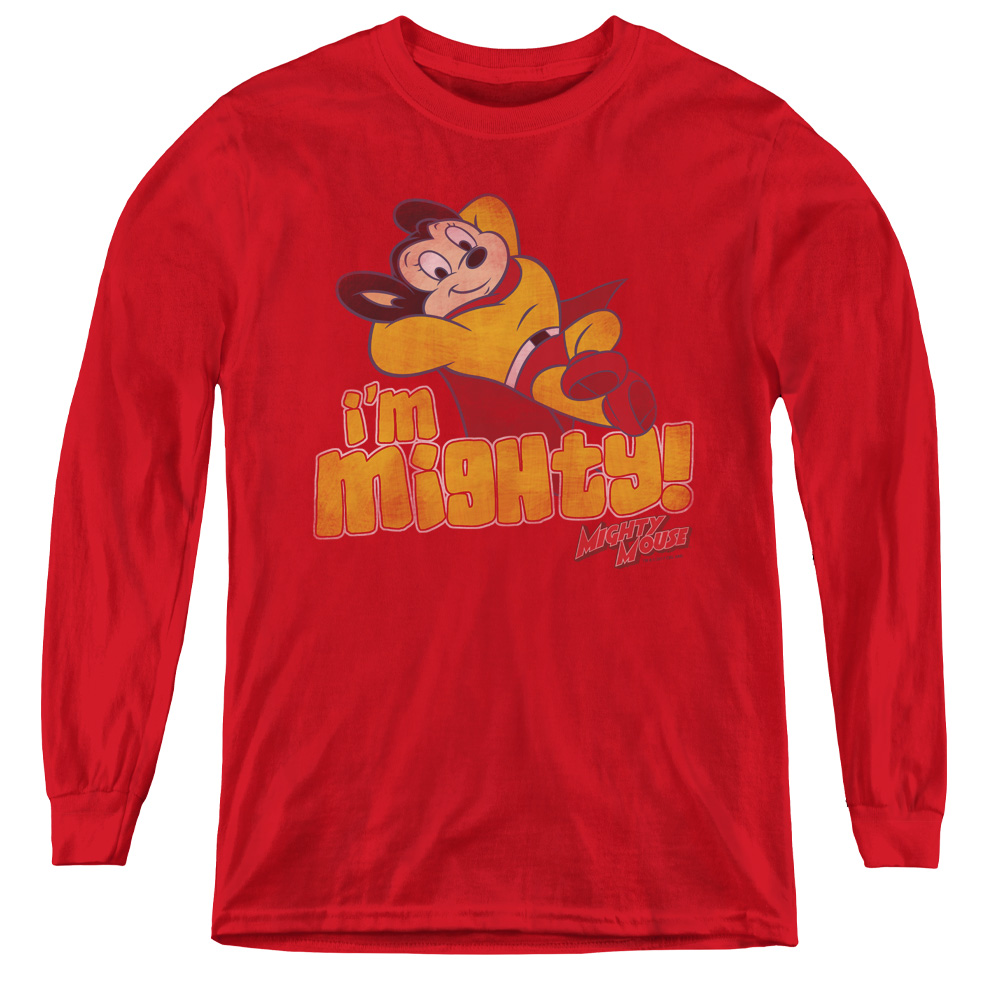 Mighty Mouse & IM Mighty - Youth Long Sleeve Tee, Red - Medium