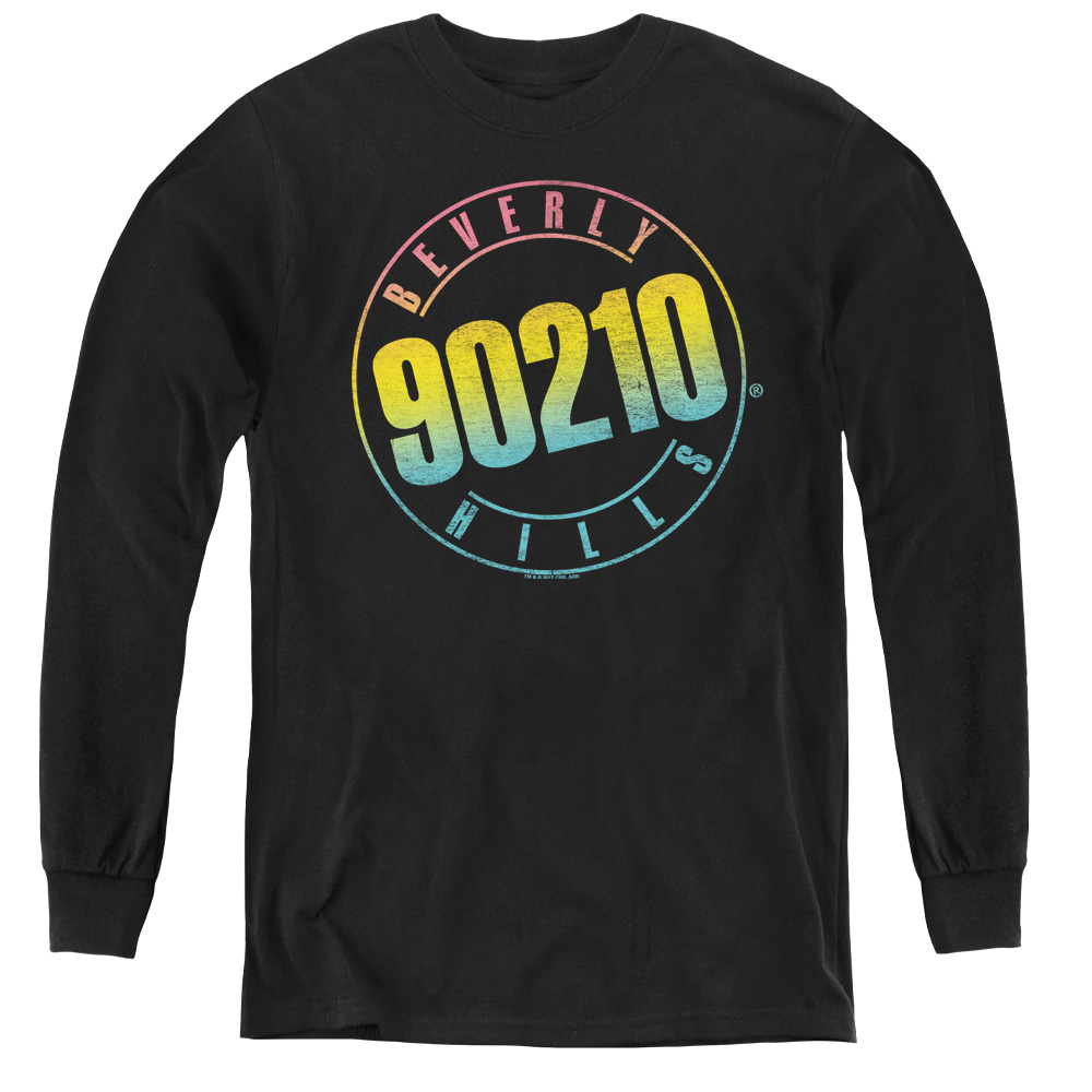 90210 & Color Blend Logo-Youth Long Sleeve Tee, Black - Small