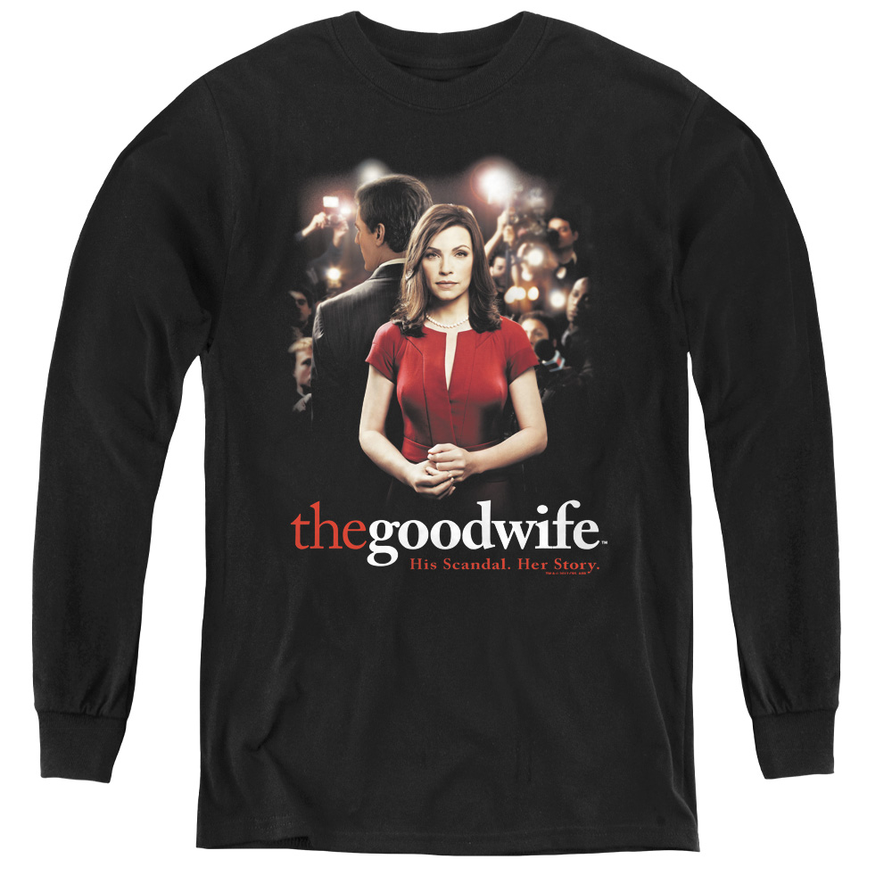 CBS811-YL-2 The Good Wife & Bad Press-Youth Long Sleeve Tee, Black - Medium
