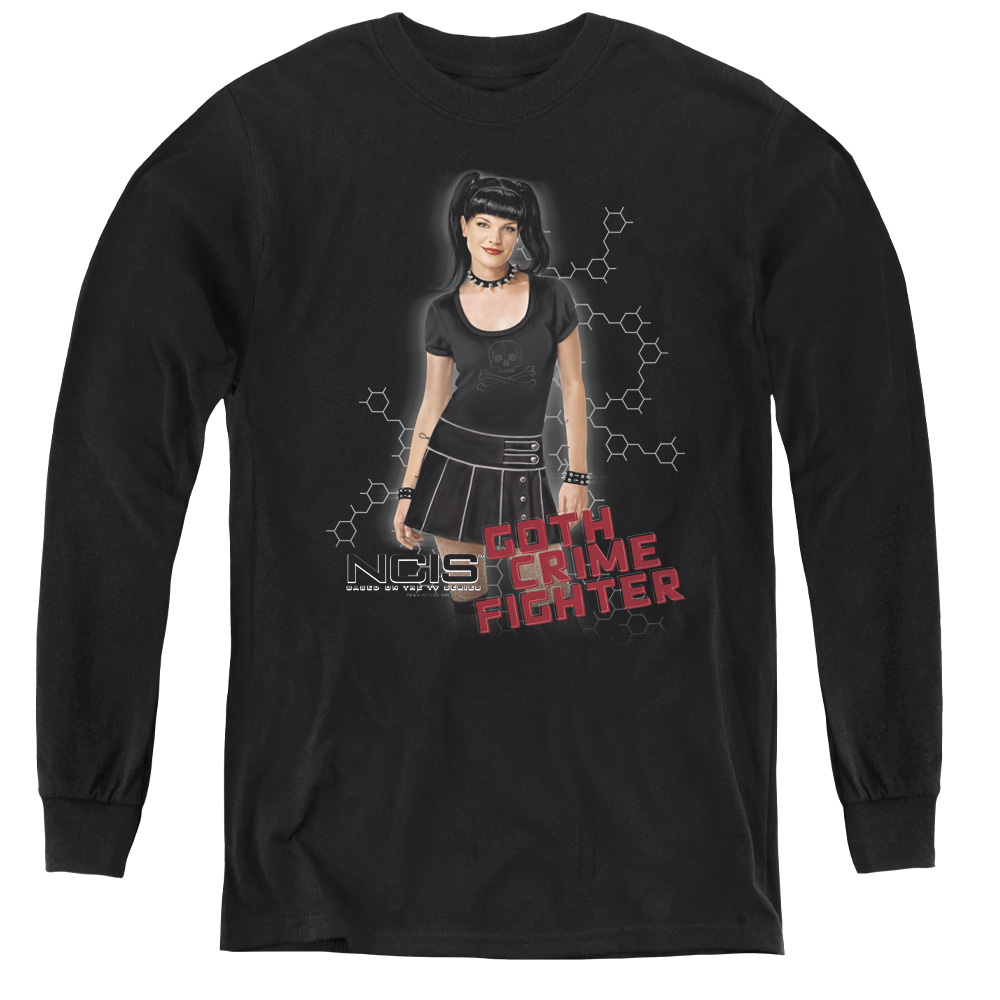 NCIS & Goth Crime Fighter - Youth Long Sleeve Tee, Black - Extra Large