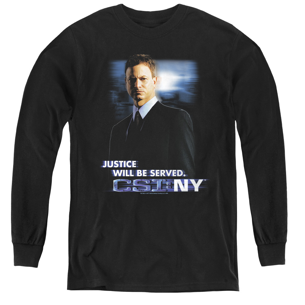 CSI NY & Justice Served - Youth Long Sleeve Tee, Black - Medium