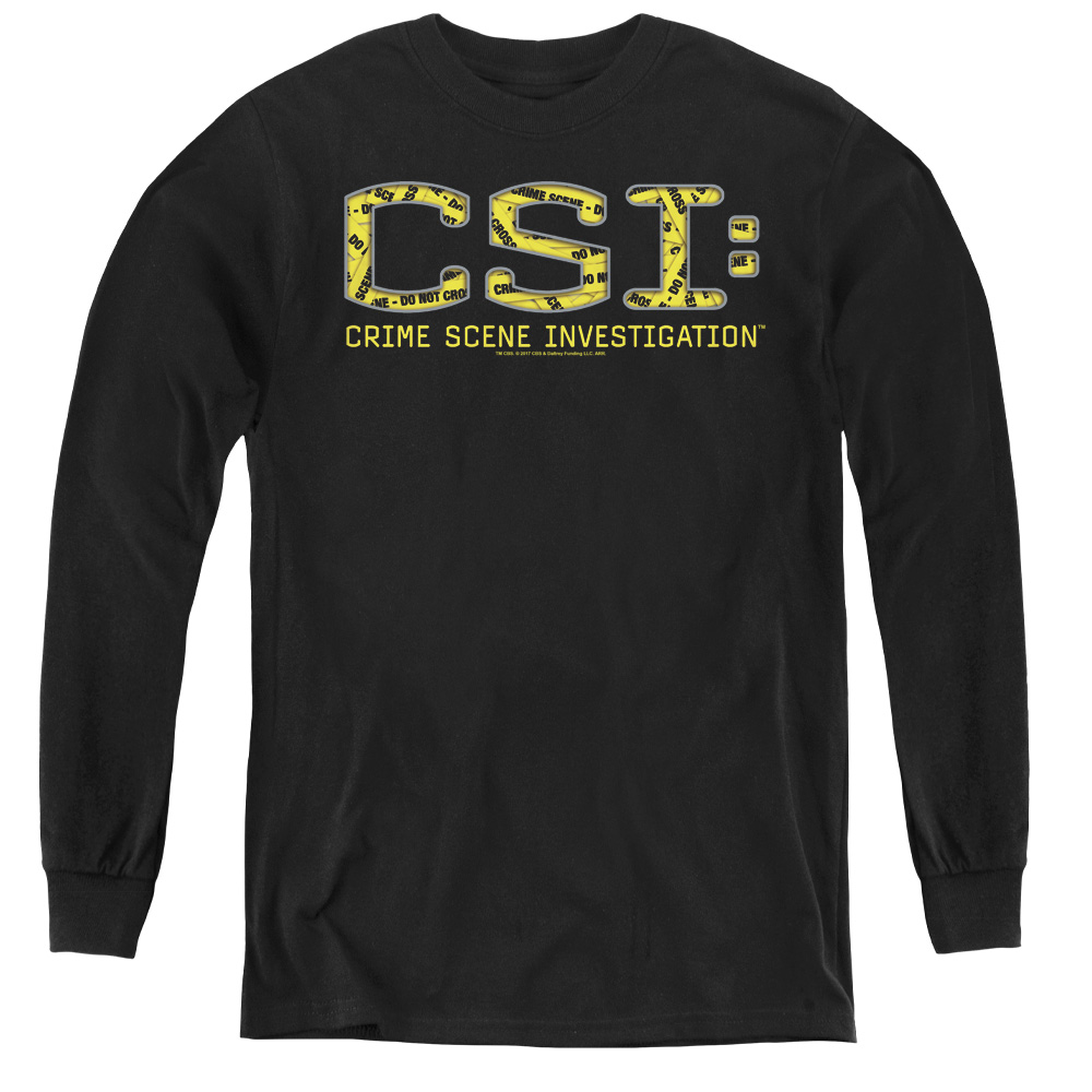 CSI & Collage Logo - Youth Long Sleeve Tee, Black - Large