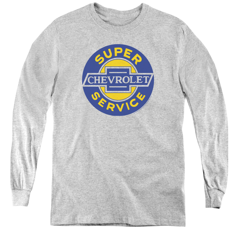 Chevrolet & Chevy Super Service-Youth Long Sleeve Tee, Athletic Heather - Small