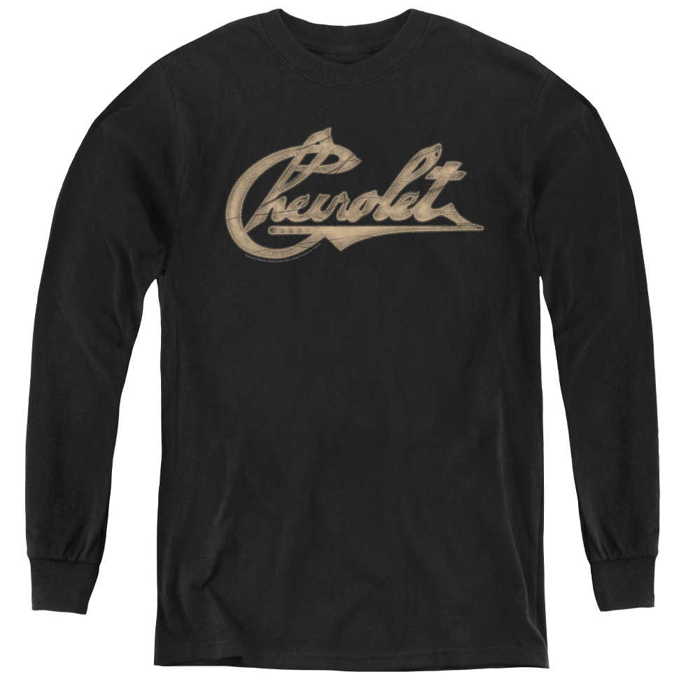 Chevrolet & Chevy Script-Youth Long Sleeve Tee, Black - Medium