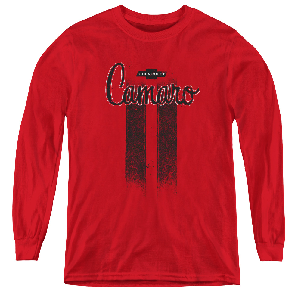 Chevrolet & Camaro Stripes-Youth Long Sleeve Tee, Red - Large