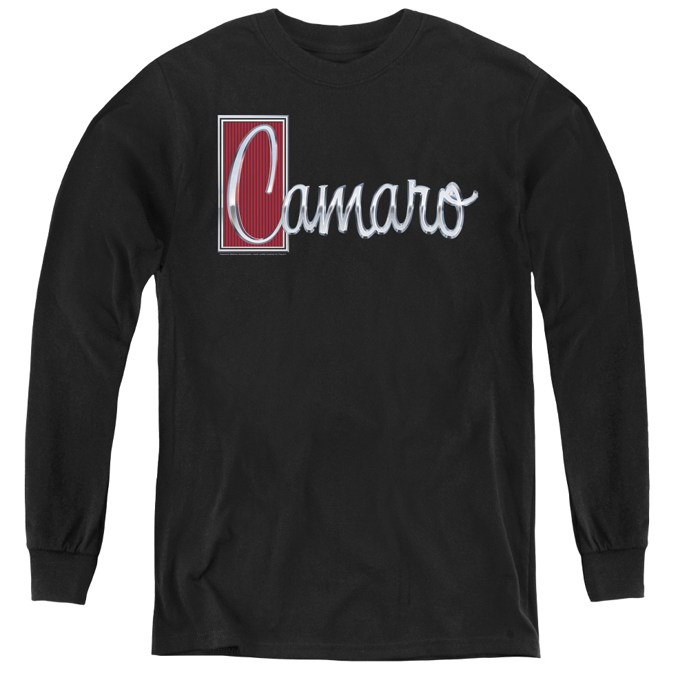 Chevrolet & Chrome Script-Youth Long Sleeve Tee, Black - Extra Large