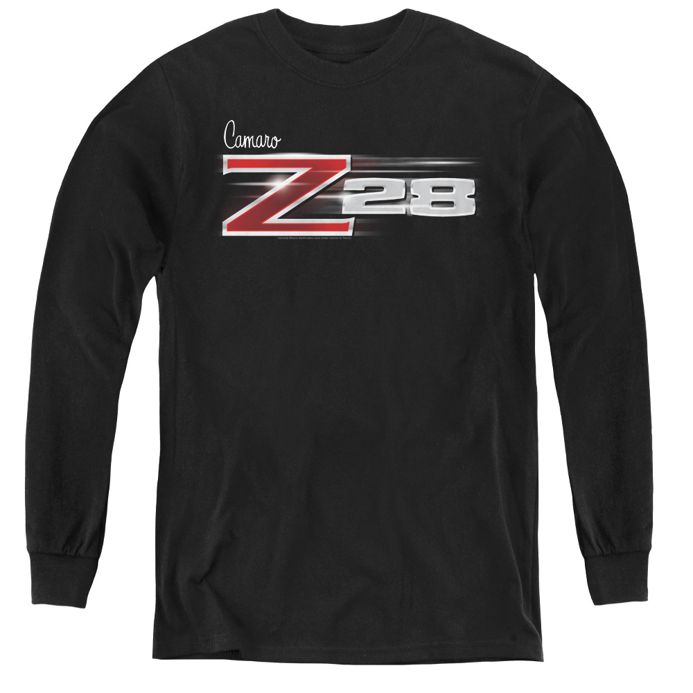 Chevrolet & Z28 Logo-Youth Long Sleeve Tee, Black - Large