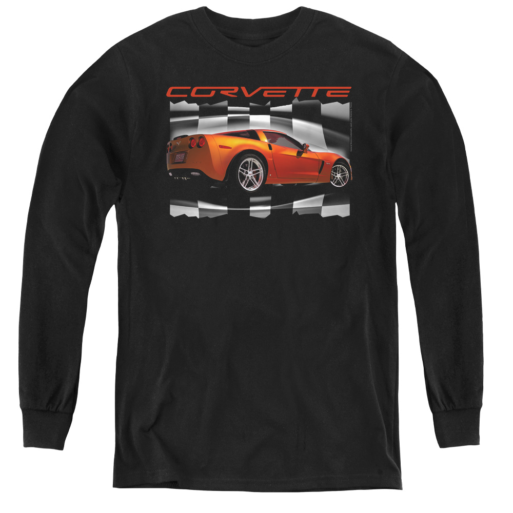 Chevrolet & Orange Z06 Vette-Youth Long Sleeve Tee, Black - Medium
