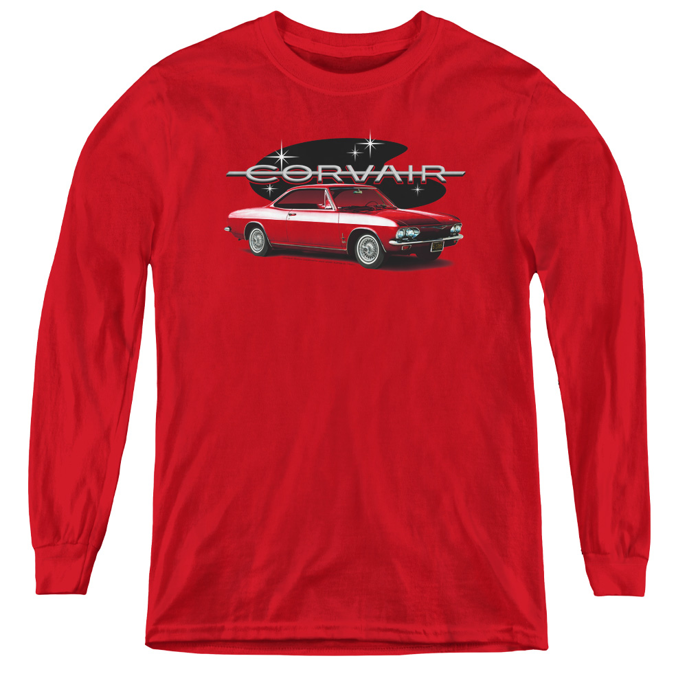 Chevrolet & 65 Corvair Mona Spyda Coupe-Youth Long Sleeve Tee, Red - Medium