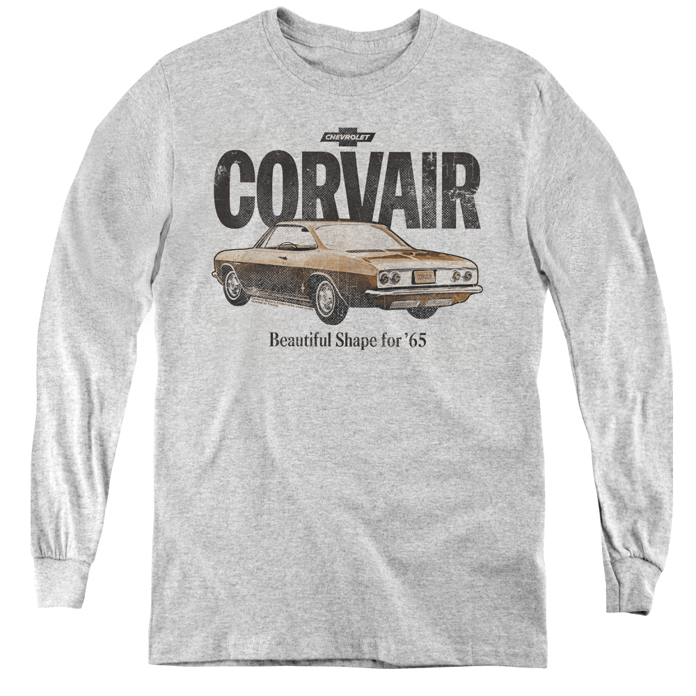 Chevrolet & Retro Corvair-Youth Long Sleeve Tee, Athletic Heather - Small
